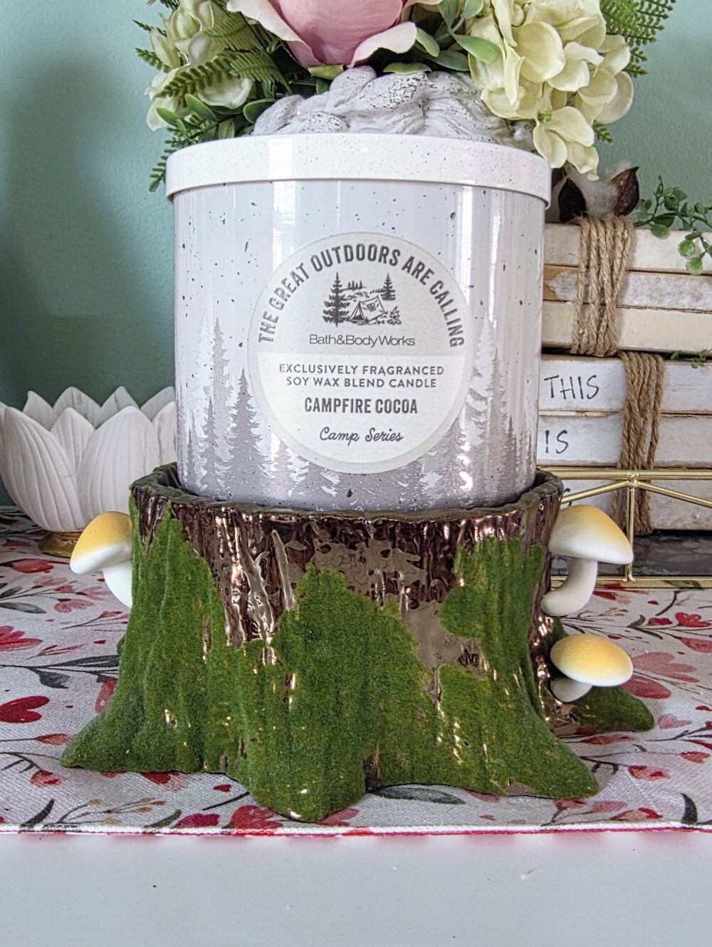 Bath Body Works Tree Stomp Mushrooms Candle Pedestal Bundle